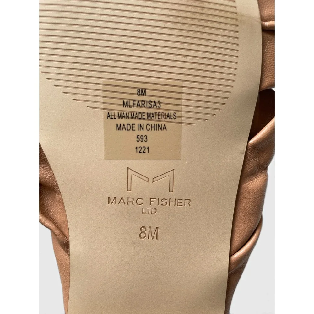 Marc Fisher LTD Farisa Womens 8 Tan Beige Square Toe‎ Knotted Slide Sandal